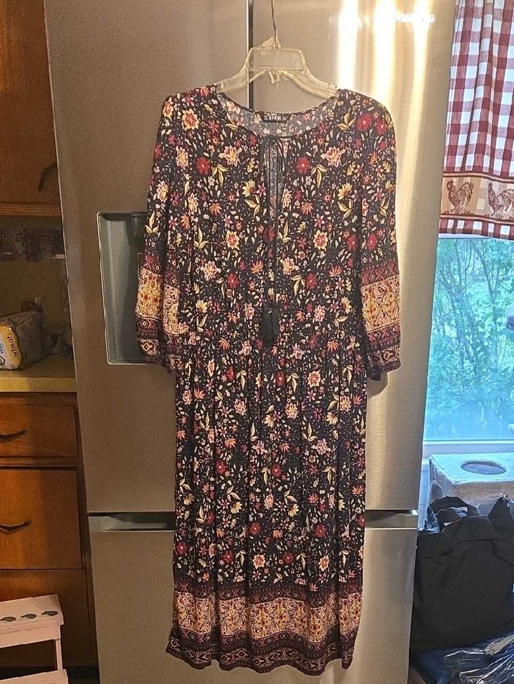 Bohemian Floral Midi Dress in Navy and Multi - Brand: Shein